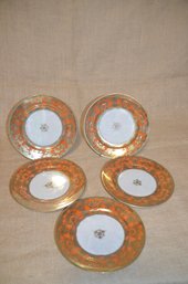 (#48) Japan 7.5' Gold And Orange Plates (5)