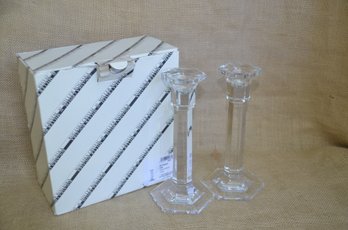 Pair Reed Burton Miller Rogaske Crystal Candlestick Holders 8' With Box