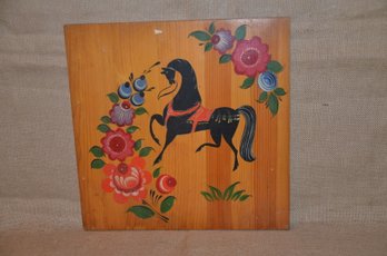 (#136) Wood Hand Painted Russian Plaque 14x14
