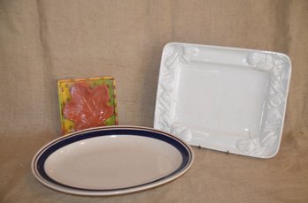 152) Serving Platters (2) Maple Leaf New In Box Trinket Dish - See Description