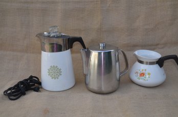 (# 210) Vintage Corning Ware Stove Top Coffee Pot 6 Cup ~ Water Boil 6 Cup Corning Ware No Lid ~ Reed & Barton