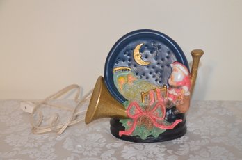 (#181) Ceramic Lighted Christmas Decor. 7'H ( Tip Of Horn Reglued)