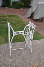 (#53) Vintage Wrought Iron Singer Sewing Machine Base White