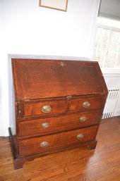 25) Vintage Antique Secretary Desk Drop Down Leaf 3 Bottom Drawers