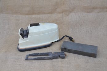 (#212) Vintage Knife Sharpers Electric By Cory ~ Stone Knife Sharpener ~ Hand Held Knife Sharpener