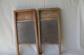 76) Vintage Lot Of 2 National Washboards Wood Made In USA 18'H
