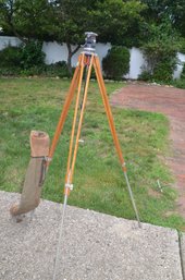 (#57) Vintage Thalhammer Wood Tripod Telescopic Adjustable Height With Original Case 55'