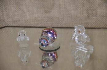 29) Miniature Crystal Glass Trinket Birds Set Of 3