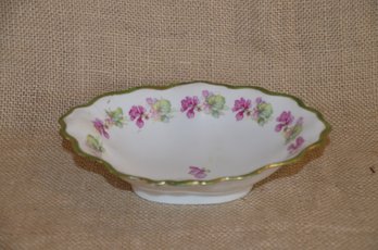 161) M.Z. Austria Porcelain Pink Floral Design Serving Bowl 7x5