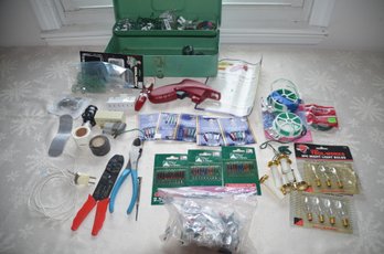 (#191) Assorted Light Repair Kit In Tackle Box ( Bulbs, Pliers, Wire Stripper )