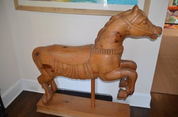 (#27) Antique Wood Carved Horse Floor Standing 41.5x11x47