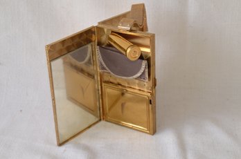 79) Vintage Gold Tone Wristlet Makeup Pocketbook Cigarette Holder