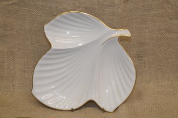 220) Noritake Ivory Leaf Design Gold Rim Appetizer Tray Plate Dish 9.5'