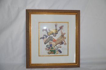 (#109) Norman Rockwell FIRST DOWN FOOTBALL Framed Wall Art And Matted