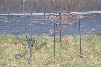 (#21) Metal Plant Stand And Plant Stand Topiary
