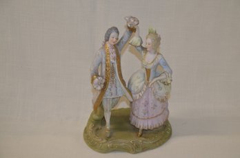 3LS) Moiyama China Made In Occuiped Japan Victorian Bisque Figurines (missing Hand On Man)