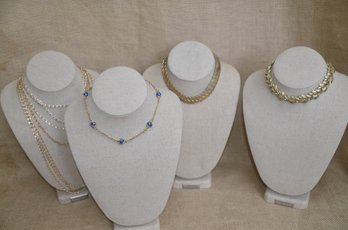 (#135) Vintage Costume Gold Plated Necklaces ( 4)