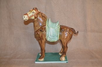 28) Ceramic Hand Painted Horse Glazed Statue Figurine