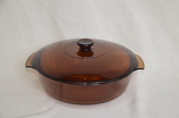 59) Anchor Hocking Fire King Oven Proof 2 Quart USA Brown Glass Casserole Dish & Lid