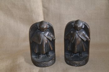 (#109) Pair Of L.D.B. Co. NYC Bloch ' Innocence ' Book Ends Cast Metal