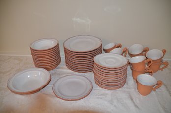 (#2) Loncoak & Co USA Pottery  Terracotta With White Glaze  Interior  Dishes