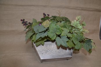 (#6) Artificial Ivy Grape Vine Arrangement In Metal Planter