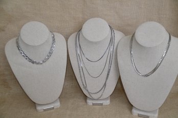 (#136) Vintage Costume Silver Plated Necklaces ( 6)