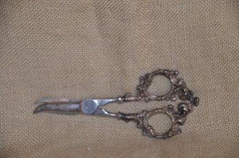 173) Antique Art Nouveau Sterling Silver Handle Shears Stainless Blade