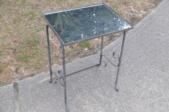 (#27) Side Accent Metal Base Table With Mirror Top