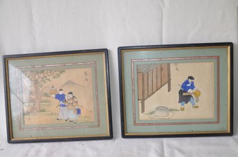 88) Vintage Japanese Art Framed Pictures 10x12