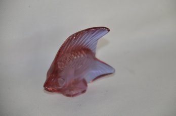 (#59) Lalique Petite Glass Red / Blue Fish 2' ( Small Chip On Fin)