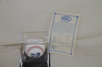 53) World Series New York Yankees And Mets Baseball In Case With Certificate Of Authentiaty