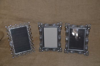 (#98) Decorative Metal 5x7 Picture Frames ( 3 Of Them)