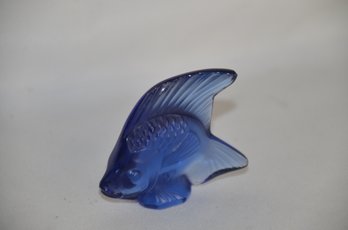 (#61) Lalique Small Angel Fish BLUE 2' Signed