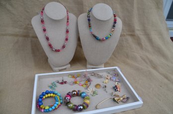 (#128) Multi Color Costume Jewelry And Gold Tone Pins