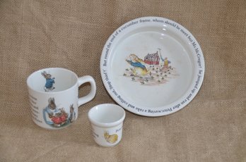 (#5EL) Wedgwood Porcelain Peter Rabbit Child Bowl, Mug, Juice Cup