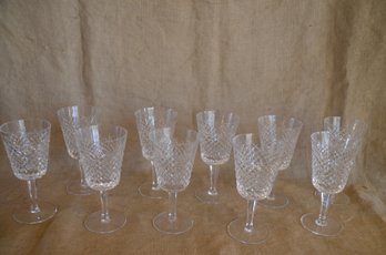 178) Set Of 10 WINE 7' Waterford Crystal Alana Hand Blown Cut Hock Wine Glasses 7'H
