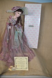 (#63) Porcelain Victorian 'Jenna' Doll W/Certificate Of Collectibility In Box Show Stopper Inc. 23.5'H