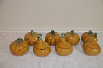 (#7) William Sonoma Pumpkin Gourd Autumn Harvest Soup Bowls Crocks Ceramic (8 Of Them)