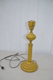 (#69) Vintage Tin Candle Stick Table Lamp Yellow Electric