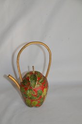 (#118) Metal Cloisonne Enamel Pear / Apple  Decorative Chinese Tea Pot 1 Cup 7'H
