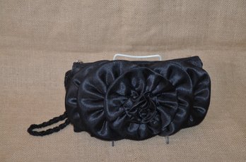 (#30) Black Satin Evening Handbag Wrist Strap