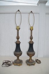 (#72) Vintage Very Heavy Italian Metal Table Lamps 26'H Without 12' Harp
