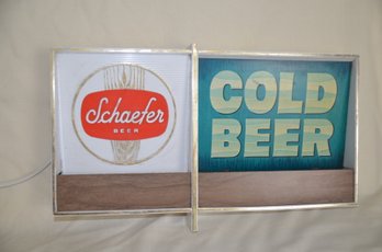 2) Vintage Schaefer Cold Beer Bar Lighted Sign ( Works) Hanover Mfg.