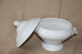56) French Dibion Porcelain Soup Covered Tureen 10' Diag