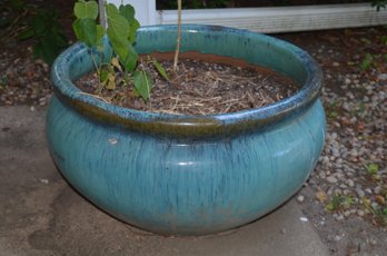 61) Turquoise Blue Green Ceramic Planter 22' Round