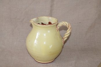 57) Terra Cotta Glazed Ceramic Yellow Pitcher 8'H