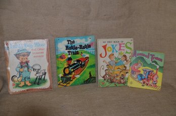 (#110) Vintage Children Books ( 4 Of Them ) Little Boy Blue, The Raffle Raffle Train, Joke Book, Animal Train