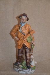 38) Vintage Ceramic Figurine Statue Man With Duck 14'H