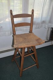 Wood Counter Swivel Stool Rattan Seat 24' Seat Height